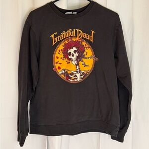 Grateful Dead Skull & Roses Sweatshirt Large Black Rock Band Crewneck